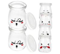 GALPADA 6 pièces Bocaux Verre pour Confiture et Pudding avec Large Ouverture Bouteilles Réutilisables pour Yaourt Pots Alimentaires Transparents avec Couvercle Hermétique Design et