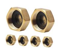 GALPADA 6 Pièces Bouchons Obturation Laiton avec Rondelles Bouchon Extrémité Tuyau Femelle Étanche Protection Robinet Extérieur pour Conduite Eau Jardin Lot