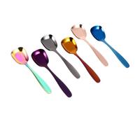 GALPADA 6 pièces Cuillères à Glace Carrées Acier Inoxydable de Multicolores Bleu Arc Ciel Rouge pour Desserts et Boissons Ustensiles de Cuisine Ergonomiques et Éclatants