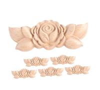 GALPADA 6 Pièces Décalcomanies décoratives en Bois Massif Applique d'angle en Bois Appliques de Meubles décalcomanies de Sculptures de Fleurs Applique Bois pour Meuble Kaki