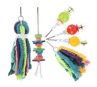 GALPADA 6 pièces Jouets à Mâcher pour Perroquets Corde de Coton Colorée Accessoires Durables et Sûrs pour Cage à Perroquet du Gabon et Conures Favorisant et Léquilibre des Grands Oiseaux