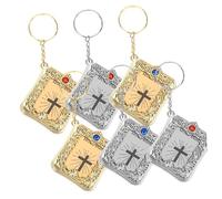 GALPADA 6 pièces Porte-clés Bible Miniature Créatif pour Femmes Ornement Sac Religieux Préféré Baptême Cadeau Original Doré et Argenté