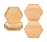 GALPADA 6 Pièces Soucoupe Décorative pour Plantes en Bambou, Plateau à Fleurs Hexagonal Beige, pour Bonsaï et Jardinière, Protège des Traces D’Eau, Bureau et Table Basse