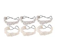 GALPADA 6pièces Bandeau Dentelle Et Perles Pour Femmes Accessoires De Cheveux Élastiques Élégants Noir Et Beige Pour Mariages Et Fêtes