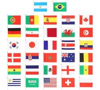 GALPADA 96 Petits Drapeaux Portatifs en Plastique et Polyester Coupe du Monde, Drapeaux des Pays Internationaux Impression Vive, Décoration et L'ambiance Football