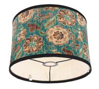 GALPADA Abat-jour Suspendu en Bambou Naturel, Grand Format, Motif Végétal Imprimé Vert, Cache-lampe Tambour Vintage pour Lustre, Éclairage D’intérieur pour Salon et Chambre