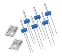 GALPADA Aiguilles Doubles pour Machines à Coudre, Ensemble 1 Set Aiguilles Jumelles Pratiques, Multi-fonction en Fer et Plastique pour Tissus Tricotés et Denim