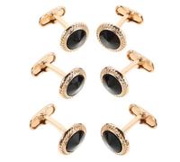 GALPADA Alliage de Zinc Boutons de Manchette Noir 3 Paires Ronds | Fixation Rapide pour Chemises de Smoking, Look Professionnel Élégant, Entretiens et Événements