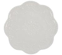 GALPADA Assiette Décorative en Céramique Blanche Relief Élégant, Plate Multifonction pour Desserts et Steaks, Maison Restaurant