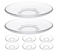 GALPADA Assiettes à Café en Verre Transparent Rondes 8pcs Surface Facile à Nettoyer, Compactes pour Usage Quotidien et Événements Familiaux
