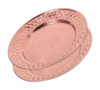 GALPADA Assiettes de Service Rondes en Acier Inoxydable 2pcs, Plateau Vintage Élégant à Design Complexe, Facile à Nettoyer pour Desserts et Snacks la Maison
