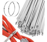 GALPADA Attache de Câble Autobloquant Argenté en Acier Inoxydable 500 Pièces Clips Câbles Métalliques Maintien Ferme et Sécurisé et Véhicules Usage Industriel et Domestique