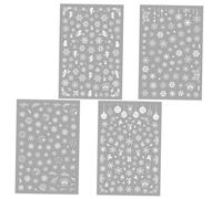 GALPADA Autocollants pour Ongles de Noël Blancs Flocon de Neige 4 Pièces Décoration Festive pour Manucure Patch pour Ongles Autocollant Nail Art Usage Fêtes et Événements