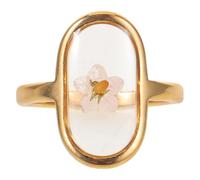 GALPADA Bague Cœur Fleur Pressée Artisanale Plaquée Or 18k Acier Inoxydable Femme Bijou Délicat Élégant Quotidien Taille Unique