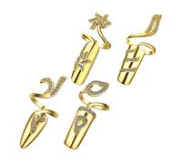 GALPADA Bagues à Ongles En 4 Pcs Réglables Dorées Décoration D'ongles Bijoux Pour Styles Confortables Et Solide