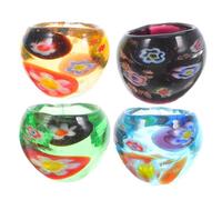 GALPADA Bagues En Verre Décoratives Pour Femme Ensemble De 4 Personnalisées 2.5x2.5cm, Sans Pierre, Adaptées Aux Fêtes Et Anniversaires