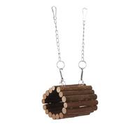 GALPADA Balançoire pour Perroquet en Bois Naturel avec Tunnel Suspendu à Mâcher, Petit Modèle avec Crochet, Interactif pour Cage à Oiseaux Favorisant L’Escalade Mastication Saine