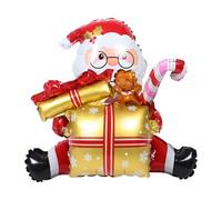 GALPADA Ballon Gonflable Géant Père Noël en Aluminium Or Décoration Festive Unique pour Noël Adultes et Garçon et Filles
