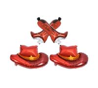 GALPADA Ballons Décoratifs Forme Chapeau de Cowboy en Aluminium Lot de 4 et Bottes Marron Accessoires Photo Amusants pour Fête Western