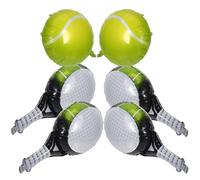GALPADA Ballons Gonflables en Aluminium Forme Raquette et Balle de Tennis 18 Pouces 6 Pièces pour Décorations de Fête D’Anniversaire Thème Tennis