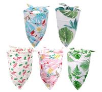 GALPADA Bandanas pour Animaux de Compagnie en Flanelle de Coton, Lot de 5 Pièces, Style Tropical Cartoon, Résistants à l'usure, Faciles à Porter pour Habiller Votre Chien Style Aléatoire