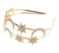 GALPADA Bandeau de Déesse en Alliage Or Coiffe D'étoile et Lune Double Couche, Confortable Maux de Tête, pour Fêtes et Événements