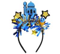 GALPADA Bandeau de Fête Ramadan en Plastique Bleu Décorations Étoiles et Château Brillantes, Design Ajustable pour Célébrations Festives et Fêtes Diverses