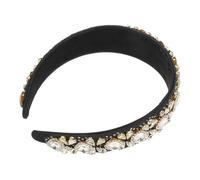 GALPADA Bandeau Large à Strass Design Baroque Accessoire Cheveux Mariage Serre-tête Plastique Blanc Orné De Strass Brillants Pour Coiffure Festive
