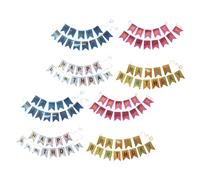 GALPADA Bannière d'anniversaire Métallisée 8 Pièces Effet Miroir Irisé Fanions de Queue d'aronde et Petit Poisson Couleurs Or Argenté Bleu Clair et Rose Décoration Festive Intérieure