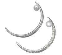 GALPADA Bâtons à Cheveux Incurvés de Croissant de Lune Lot de 2 Épingles à Cheveux Longues en Métal Argenté Perles Accessoires pour Chignons Féminins Coiffure Chinoise Traditionnelle