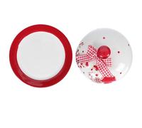 GALPADA Beurrier en Céramique Rouge Design en Relief, Plat de Service Pratique pour Desserts et Snacks, pour Restaurants et Hôtels, Protection les Insectes