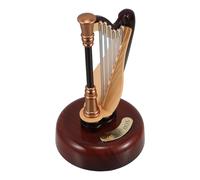 GALPADA Boîte à Musique Harpe Vintage en Bois Compact, Ornement Musical à Cordes pour Anniversaire et Présent de Noël