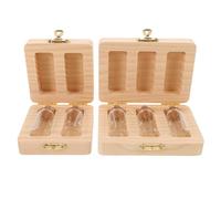 GALPADA Boîte à Souvenirs pour Dents de Lait Bébé en Bois avec 2 Compartiments Flacon en Verre Récipient pour Cordon Ombilical Protection Solide et Compacte pour Garder Souvenirs