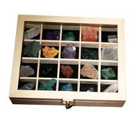 GALPADA Boîte à Spécimens Minéraux 20 Pièces, Cristal Minéraux Naturels, Échantillons Pierres Naturelles, Coffret Bois, Usage Pédagogique Et Décoration Intérieure Pour Collectionneurs