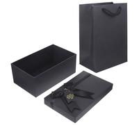 GALPADA Boîte Cadeau Carrée Noire avec Pochette Coffret Cadeau Vide pour Mariage Anniversaire Fête Emballage