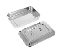 GALPADA Boîte de Inox avec Couvercle Plateau Carré Rouille pour Instruments et Plateau Acier Inoxydable Bac Multifonction pour Soins Esthétiques et Usage
