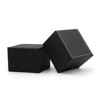GALPADA Boîte De Montre Noire en Cuir PU, Boîtier De Rangement Compact 9,5x9,5x6,5 Cm, Coussin Amovible, pour Homme, Boutique Et Usage Personnel, Préservation Et Présentation Élégante