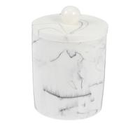 GALPADA Boîte de Rangement pour Coton-tiges et Cotons à Maquillage en Résine Marbre Veiné Blanc, 1 Pièce avec Couvercle Hermétique, Organisateur Étanche pour Salle de Bain Style
