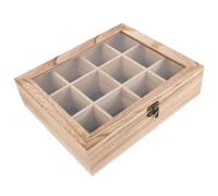 GALPADA Boîte de Rangement pour Pierres et Minéraux, Étui avec Compartiments 16 Cases en Bois et Verre, Boîte D'exposition pour Bijoux et Cristaux