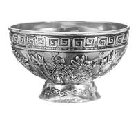GALPADA Bol D'offrande Coupe D'offrande en Argenté Tibétain Motifs Dragon et Phénix Réservoir D'eau Vintage pour Temple Bouddhiste Adapté Yoga