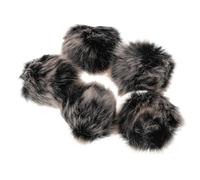 GALPADA Bonnettes Anti-vent pour Microphone en Fourrure Synthétique Noire, Pack de 5 Pièces, Design Coupe-vent Portable pour Enregistrements en Extérieur et Interviews