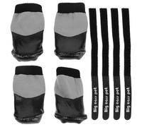 GALPADA Bottines Imperméables et Chaussettes Antidérapantes pour Chats 4pcs en Tissu Tricoté Enduit Noir, Protection Griffures et Chaleur en Hiver pour Toilettage et Coupe des Griffes