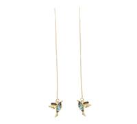 GALPADA Boucles D'oreilles Pendantes Longues Oiseaux Avec Motif D'hirondelle Et Pierres Scintillantes (bleu)