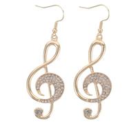 GALPADA Boucles D'oreilles Pendantes Note de Musique en Alliage Doré avec Pierres Étincelantes, Hypoallergéniques et Confortables pour Oreilles Sensibles, pour Occasions Sociales