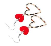 GALPADA Boucles d'Oreilles Pendentif Cœur Imprimé Sauvage pour Femmes, Alliage et Acrylique, Symbole d'Amour, Détails Fins, pour Mariages et Rendez-