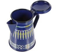 GALPADA Bouilloire en Émail Bleu 1.2l Poignée, Chauffe Vin Chaud, Compatible Gaz, Style Rustique pour Café du Matin et Dessert