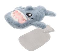 GALPADA Bouillotte à Eau Chaude Rechargeable 1000ml en Pvc Housse Peluche Requin Bleu, Soulage Toux et Froid, pour L'hiver Douleurs Couleur Aléatoire