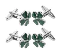GALPADA Boutons de Manchette Cœur Trèfle en Alliage Métallique, Lot de 2 Paires Vertes, Accessoires Classiques pour Chemise Homme, Fermoir Antidérapant, pour Costume, Mariage et