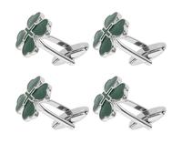 GALPADA Boutons de Manchette Homme Trèfle à Ressort 2 Paires en Alliage Huilé Résistants pour Costume et Tenue Saint-Patrick Chic