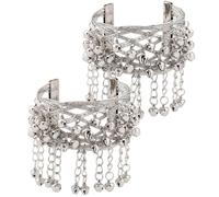 GALPADA Bracelet Décoratif à Clochette Léger et Confortable en Métal Argenté Lot de 2 Pièces pour Danse Orientale pour Performance Scène